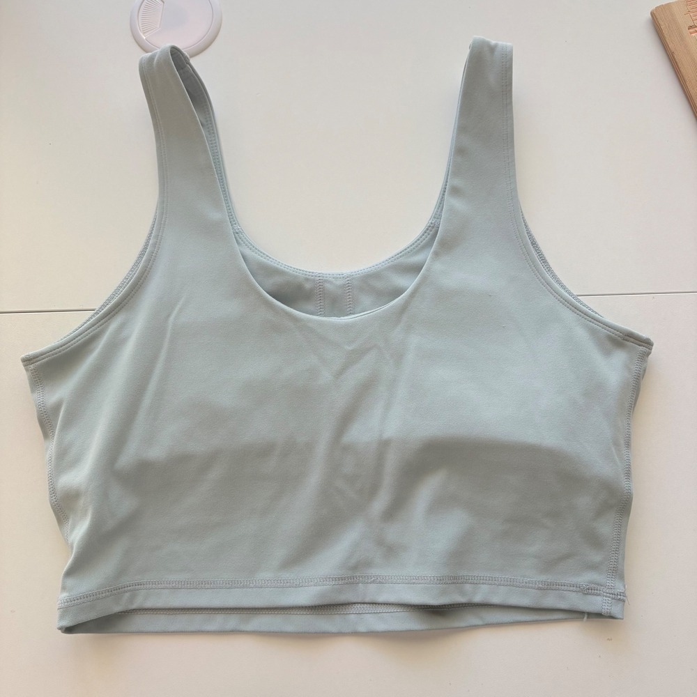 P'TULA Sports Bra Crop Top Women Large Blue Scoop Neck Activewear Tank‎